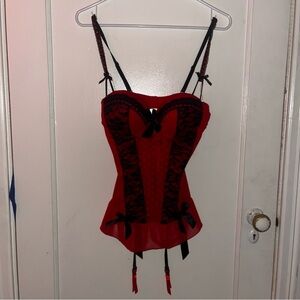Victoria's Secret Red & Black Lace Bustier